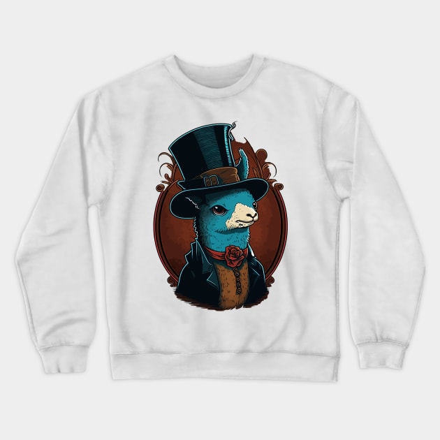 Alpaca Funny Top Hat Crewneck Sweatshirt by K3rst